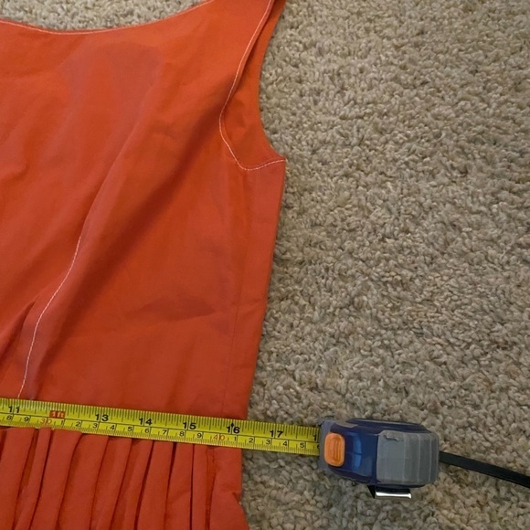 Marni Women’s Button Back A-Line Dress Orange Size 42 Gathered Waist Midi Dress - Picture 10 of 11